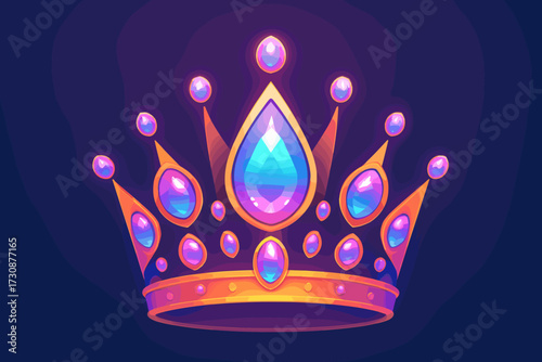 Glowing symmetry decorated gradient jewels jewel illustration vector radiant arranged crown