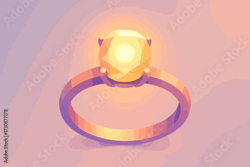 Radiant illustration gradient jewel tones gem central stylized soft ring vector