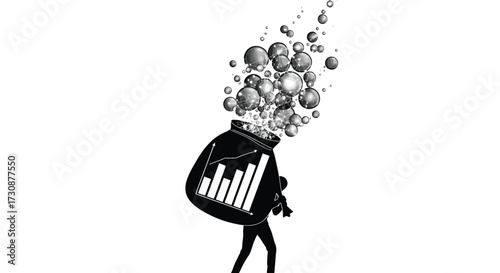 Growth Finance Investment Graph Silhouette Bag Abundance Vector Illustration