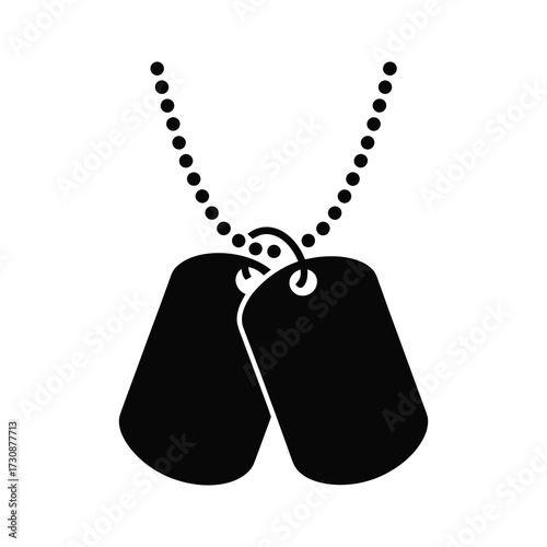 Silhouette of military dog tags on a chain symbol of remembrance and service