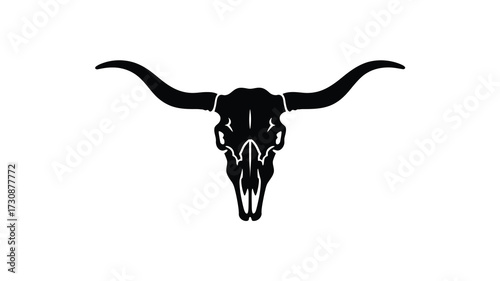 Silhouette of a longhorn cattle skull with impressive horns