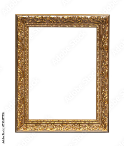 Konstfotografi Empty gold ornate vintage picture frame isolated