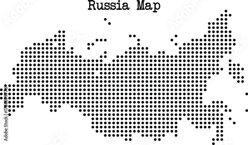 Hand made Dotted map of Russia simple vector illustration showing the countrys shape isolated on white background