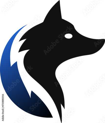 Wolf, dog, jackal or fox vector logo icon with bold lines, ideal for wildlife conservation, outdoor branding, and tribal inspired graphics.