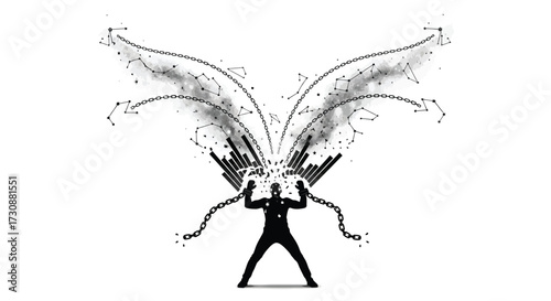 Unleashed Data Shackles Stars Constellations Business Concept Vector Illustration Isolated