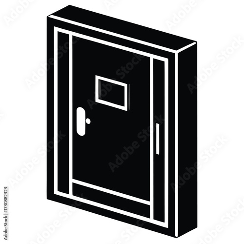 emergency exit door vector icon on white backgroun