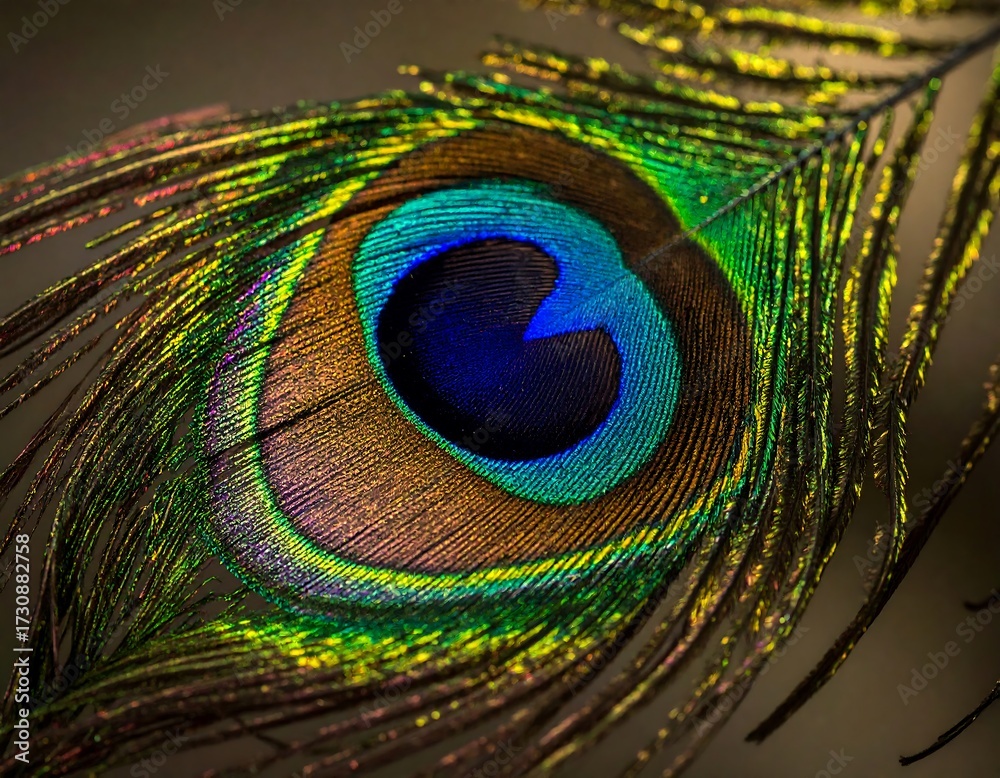 Fototapeta premium Peacock Feather Close-up Beauty.