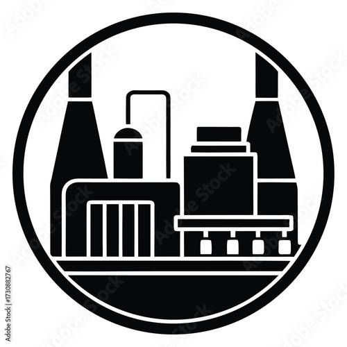 food processing plant interior  icon on white back