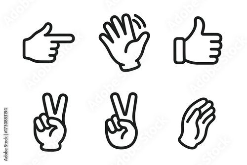 Hand gestures representing communication and greeting styles in various social interactions