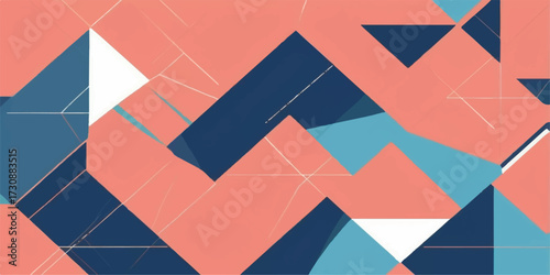 Abstract geometric background with a colorful vintage pattern of triangles, red mosaic, and grunge texture for British flag art design
