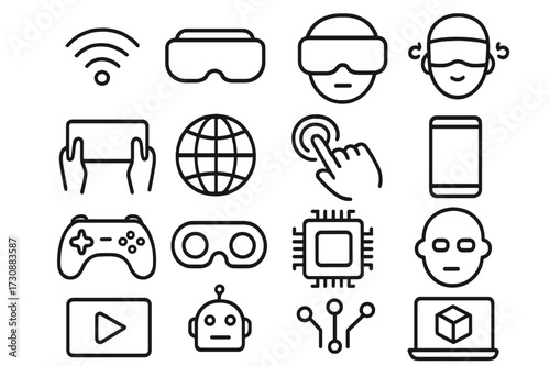 Modern technology and gaming icons showcasing digital trends and innovations in a minimalist design