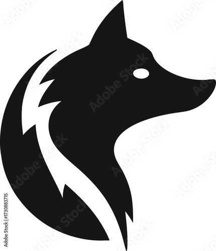Wolf, dog, jackal or fox logo vector icon in flat style, perfect for tech branding, fashion design, and mascot logos.