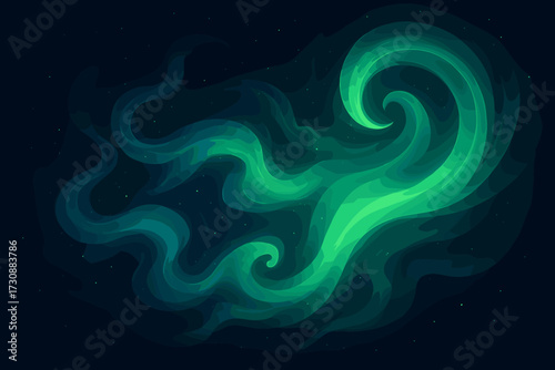 Gradients blue vector illustration nebula glowing green swirl swirls shaped gaseous into