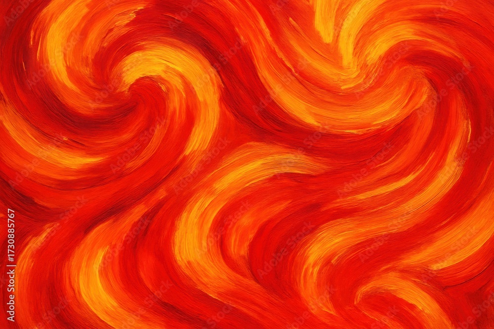 Fototapeta premium Fiery swirling paint pattern in warm colors. AI Generative.