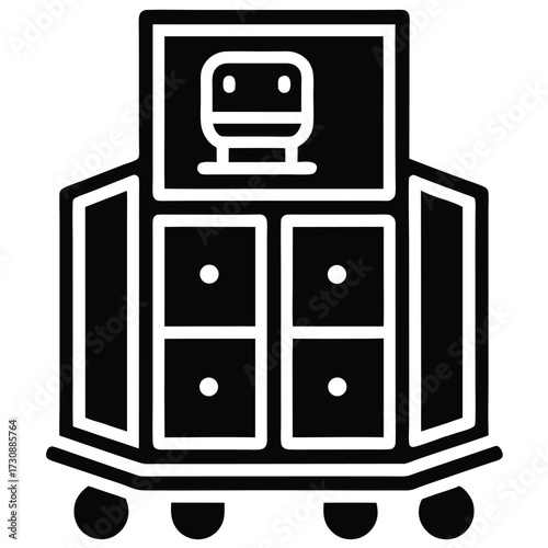 robotics storage cabinet  vector icon on white bac