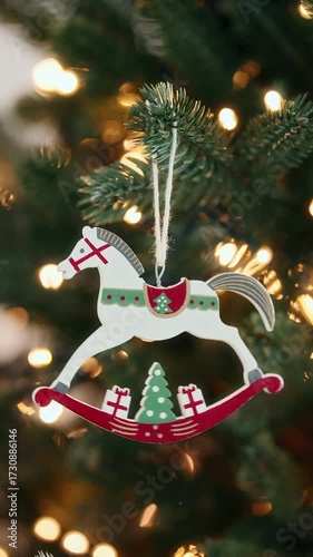 Nutcracker wooden ornament white horse Christmas tree lights glowing festive spirit joyful atmosphere cozy nostalgic holiday celebration traditional charm winter evenings family warmth magical mood