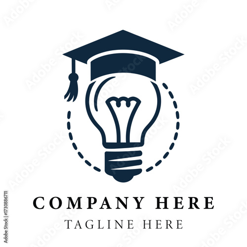 Graduation cap light bulb logo symbolizing education innovation knowledge and ideas