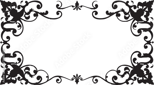 vintage floral corner ornaments. Elegant baroque frame decorations in black vector for invitations, borders, design, and décor art