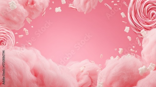 Pink cotton candy sweets background
