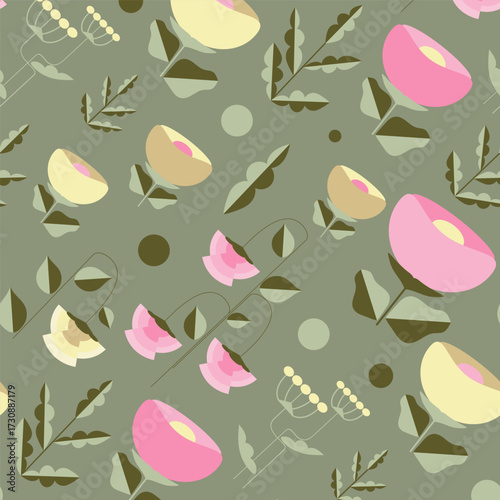 A pattern without a background of multicolored flowers