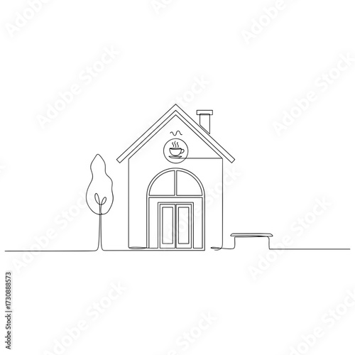 Cozy coffeehouse interior with patrons, black on transparent background, candid social scene for lifestyle articles