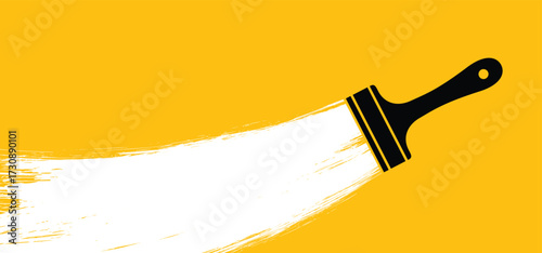 Painted the wall and paintbrush or paintbrushes with brush stroke. Paint brush sign. Brush stroke background. Grunge brush strokes. For home, interior renovation. Painting, paintbrushes tool icon.