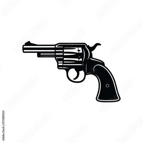 Classic revolver silhouette icon vector graphic illustration