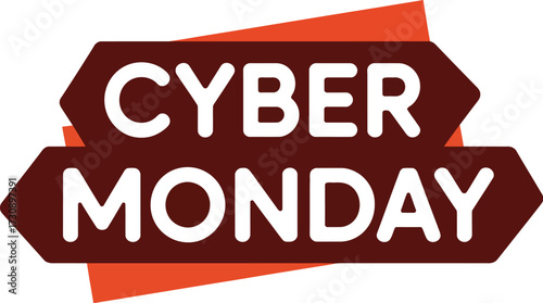 Bold "Cyber Monday" text design with geometric shapes for online shopping promotions