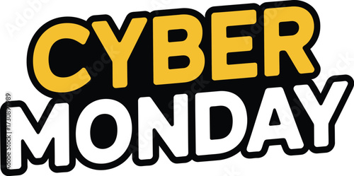 Bold "Cyber Monday" text graphic for online shopping promotions