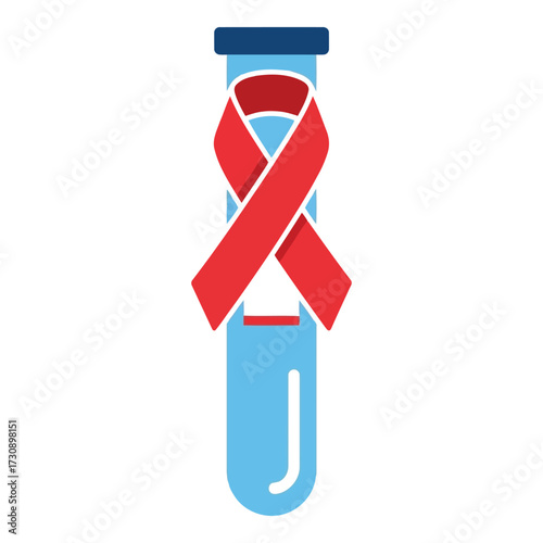 Vector art of red ribbon on test tube