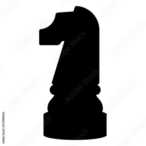 Silhouette of a black chess knight piece, a strategic element in the game.