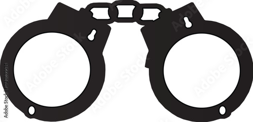Handcuffs black silhouette vector, black and white silhouette, vector and illustration isolated on white background.