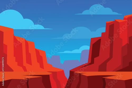 Cartoon Canyon Landscape with Red Rocks