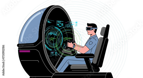 Immersive virtual reality gaming simulation with advanced futuristic technology
