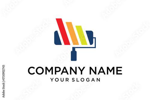 Investment Logo Design with Paint Roller Icon. Simple Vector Illustration.