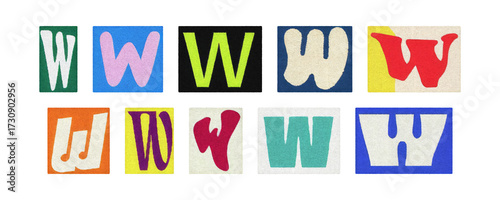 Assorted letter W glyphs in varied styles, transparent PNG set
