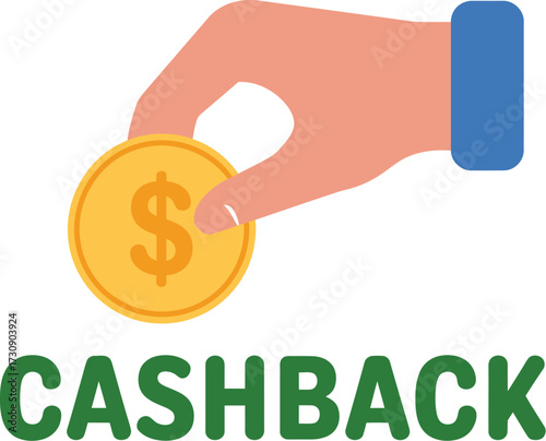 Hand holding golden coin with dollar sign, symbolizing financial reward and cashback