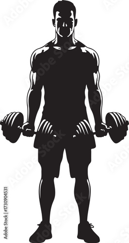black vector of man lifting weights in silhouette