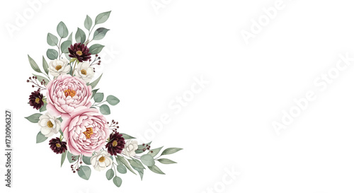 Beautiful Peonies and Greenery Vector Illustration for Creative Projects in Serene Environment