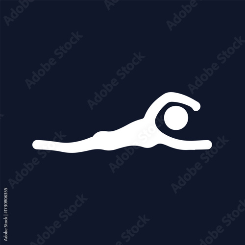 Minimal Vector Swimming Icon Design – Clean and Simple Swimmer Symbol for Sports, Fitness, Pool, Water Activities, Mobile Apps, UI Elements, and Web Use