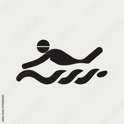 Minimal Vector Swimming Icon Design – Clean and Simple Swimmer Symbol for Sports, Fitness, Pool, Water Activities, Mobile Apps, UI Elements, and Web Use
