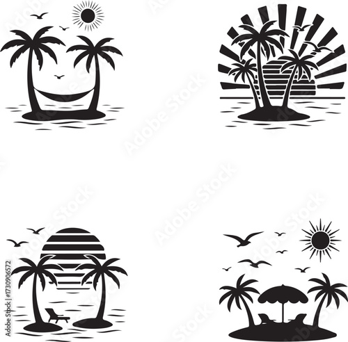 set of vector palm trees