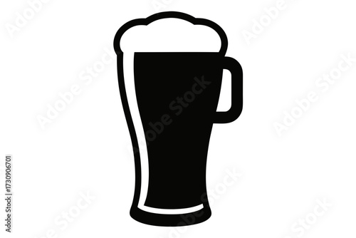 beer glass silhouette, beer mug black icon