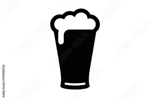 beer glass silhouette, beer mug black icon