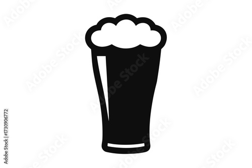 beer glass silhouette, beer mug black icon