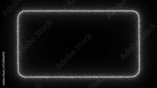 neon border frame, white particle glowing border, rectangle, frame, black screen frame, border black screen, glowing frame, glowing border