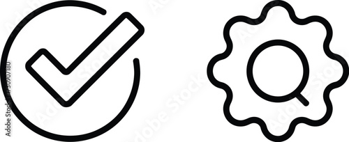 Checkmark and gear icons symbolizing approval and settings or configuration