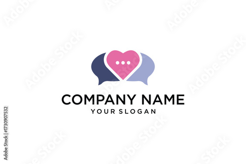 bubble chat love logo, modern love chat logo vector template