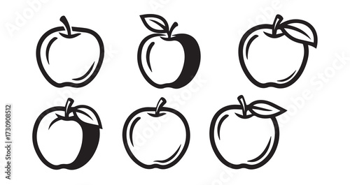 Apple Fruits Line Art Vector Illustration