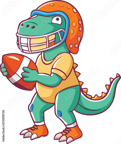 Cute green cartoon dinosaur and reptile character illustration